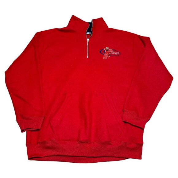 Vintage 90s Sesame Street Elmo‎ Sport 1/4 Zip Pullover Fleece Sweatshirt Adult L - Picture 1 of 5